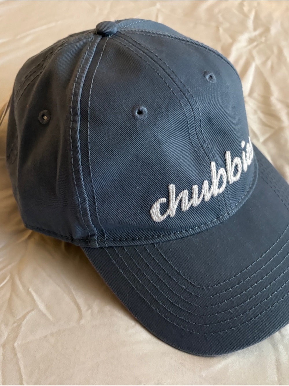 chubbies Powder Blue Baseball Cap Hat with White Script Logo NWT